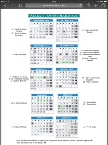 Calendario escolar 2016/17